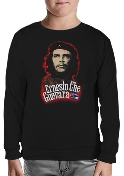 Che Guevara - Flag Siyah Çocuk Sweatshirt