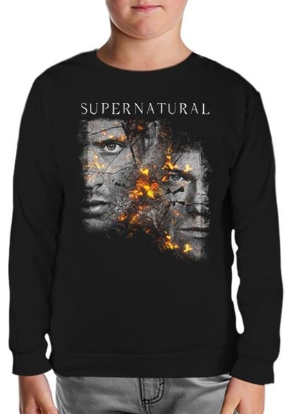 Supernatural - Winchester Siyah Çocuk Sweatshirt
