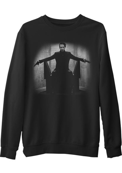 Marilyn Manson Iı Siyah Erkek Kalın Sweatshirt
