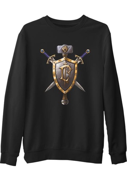 World Of Warcraft - Human Siyah Erkek Kalın Sweatshirt