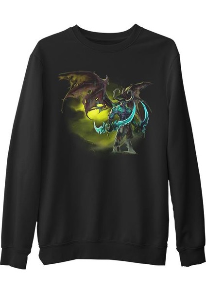 Warcraft - Illidan Stormrage Siyah Erkek Kalın Sweatshirt
