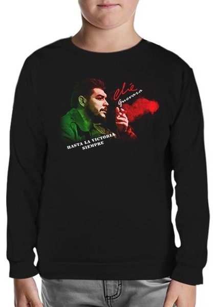 Che Guevara - Green Red Siyah Çocuk Sweatshirt