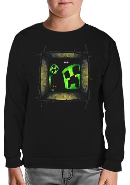 Minecraft 5 Siyah Çocuk Sweatshirt