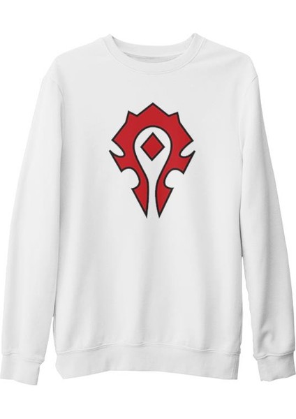 World Of Warcraft - Horde Beyaz Kalın Sweatshirt