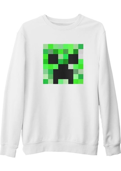 Minecraft 4 Beyaz Kalın Sweatshirt