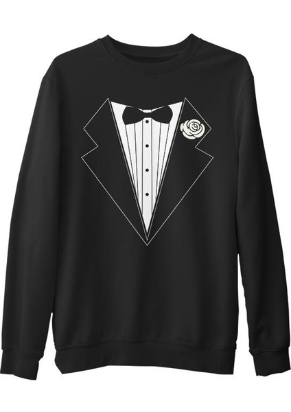 Damat - Groom Suit Siyah Erkek Kalın Sweatshirt