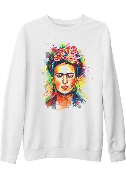 Frida Kahlo 2 Beyaz Kalın Sweatshirt