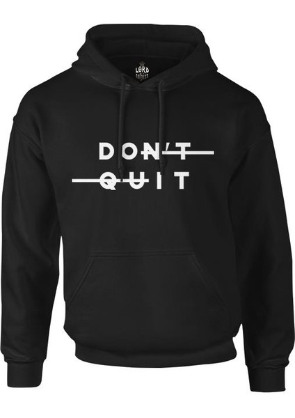 Don't Quit Siyah Erkek Fermuarsız Kapşonlu
