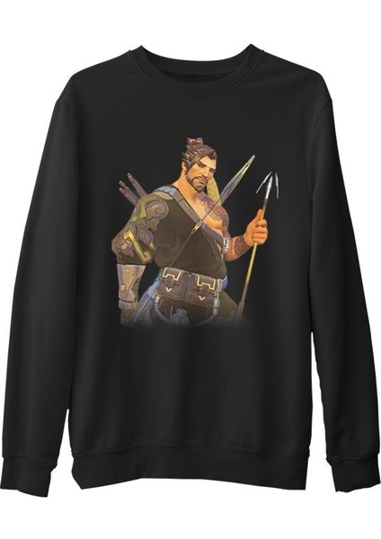 Overwatch - Hanzo Siyah Erkek Kalın Sweatshirt