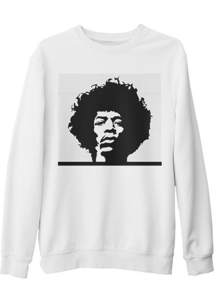 Jimi Hendrix - Tab Beyaz Kalın Sweatshirt