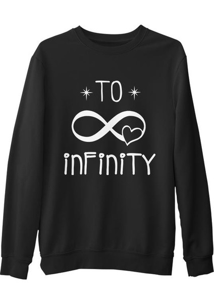 To Infinity Siyah Erkek Kalın Sweatshirt