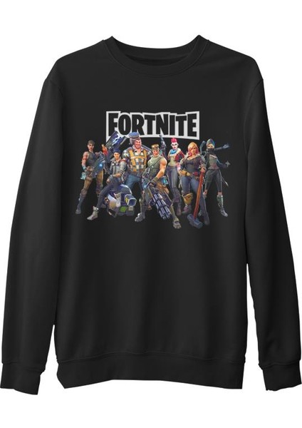 Fortnite - Dream Team Siyah Erkek Kalın Sweatshirt