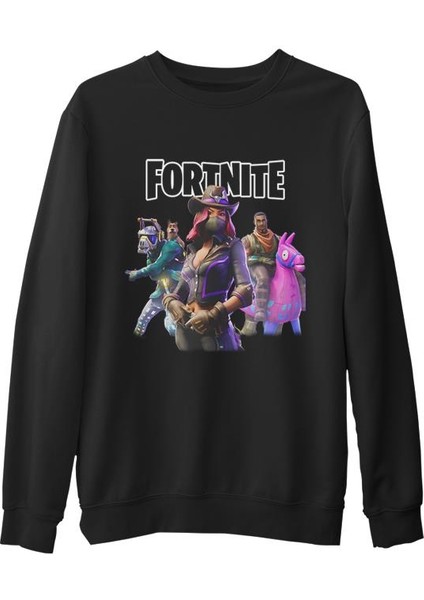 Fortnite - Pets Siyah Erkek Kalın Sweatshirt