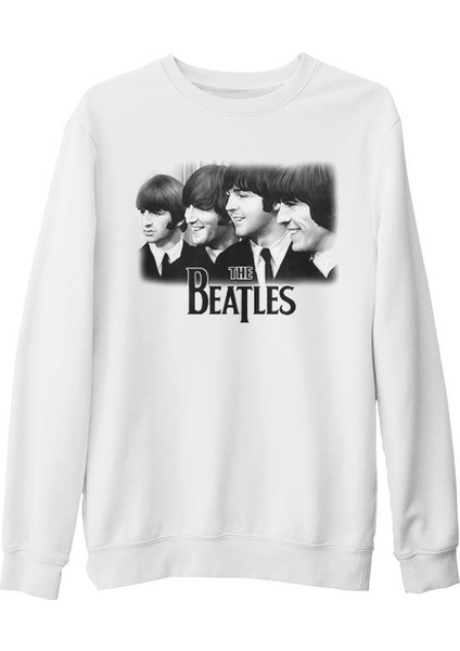 The Beatles Beyaz Kalın Sweatshirt