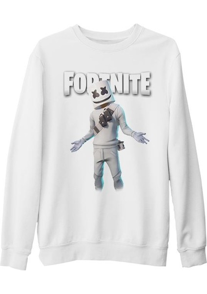 Fortnite - Marshmello Iı Beyaz Kalın Sweatshirt