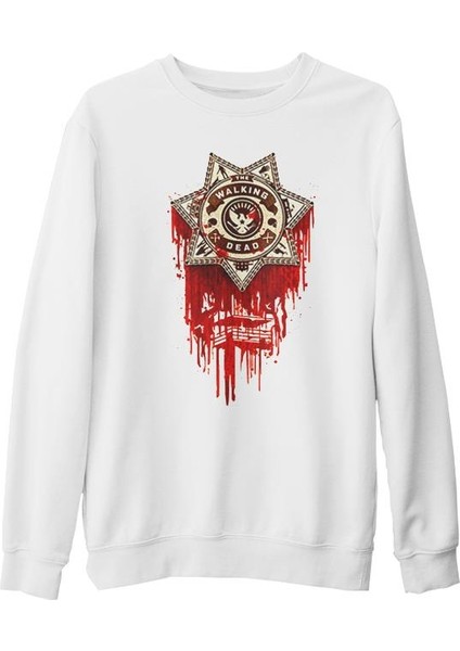 The Walking Dead - Sheriff Beyaz Kalın Sweatshirt