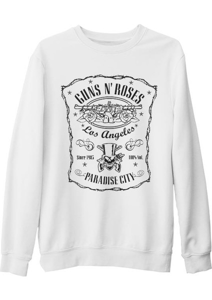 Guns N'roses - Paradise City Beyaz Kalın Sweatshirt