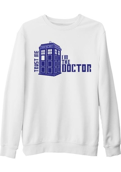 Doctor Who - Trust Me I'm The Doctor Beyaz Kalın Sweatshirt