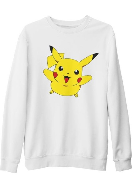 Pokemon - Pikachu Beyaz Kalın Sweatshirt