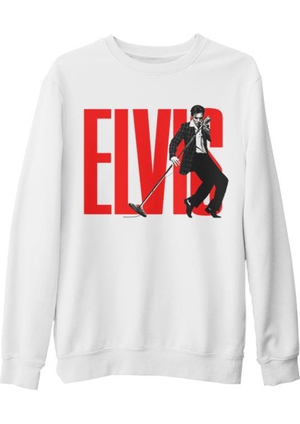 Elvis Presley - Rock'n Roll Beyaz Kalın Sweatshirt