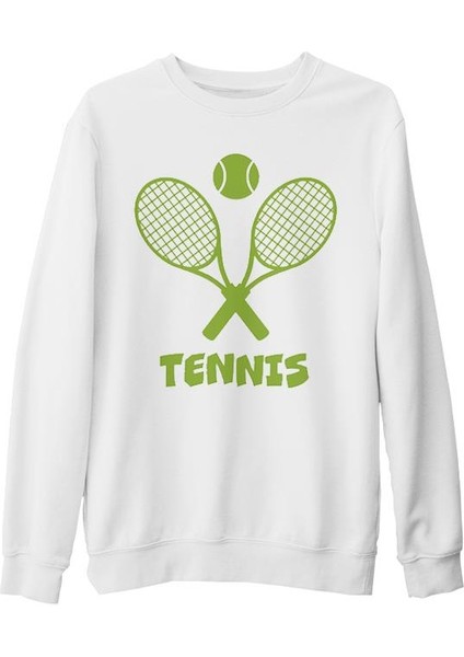 Tenis - Raket Beyaz Kalın Sweatshirt