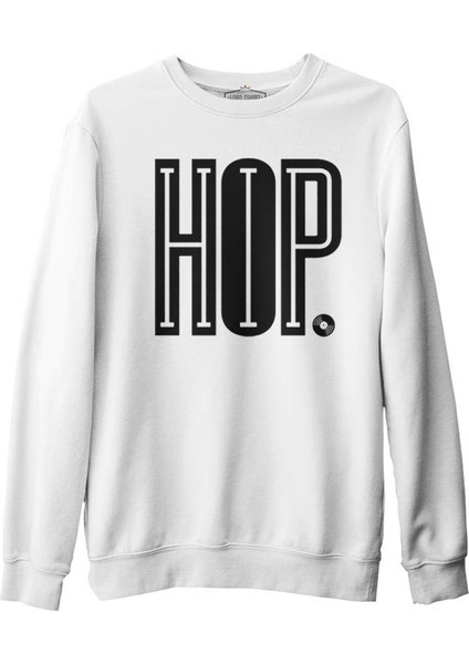 Hip Hop With Io Beyaz Erkek Kalın Sweatshirt