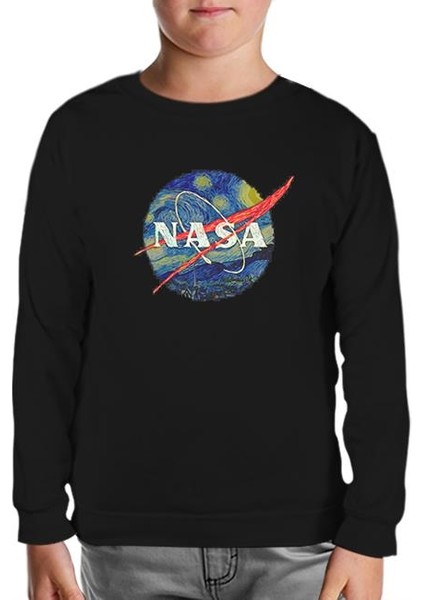 Nasa - Van Gogh Siyah Çocuk Sweatshirt
