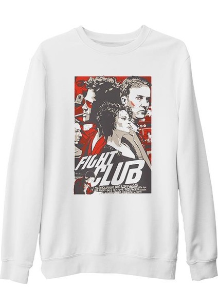 Fight Club Beyaz Kalın Sweatshirt