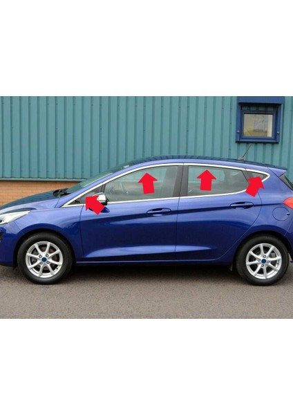 Ford Fiesta 7 HB Krom Üst Cam Çerçevesi 8 Parça 2017 ve Sonrası