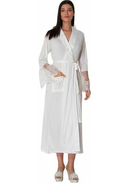 Mecit Dantelli Ekru Hamile Lohusa Sabahlık 5342