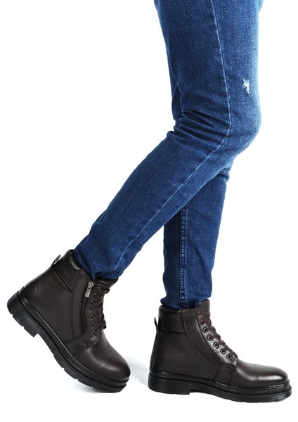 220235 Kahve %100 Deri Erkek Kışlık Bot Ayakkabı fiyatları