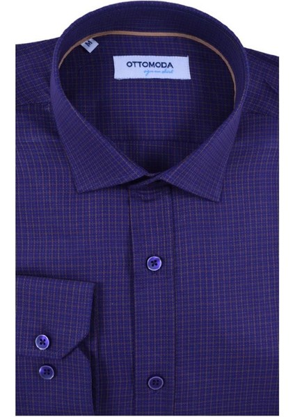 Erkek Ekose Pamuklu Çizgili Uzun Kollu Gömlek, OT-C-20002 fırsatları