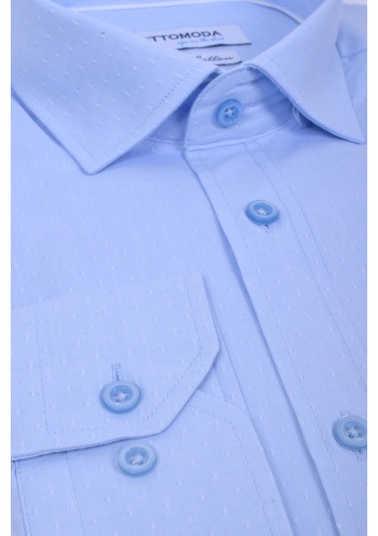 Erkek Açık Mavi Armürlü Uzun Kollu %100 Pamuklu Gömlek,OT-C-20159 fiyatları