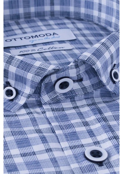 Ekose Kareli Kısa Kollu %100 Pamuklu Regular Gömlek,OT-C-20185