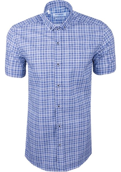 Ekose Kareli Kısa Kollu %100 Pamuklu Regular Gömlek,OT-C-20185 fiyatları