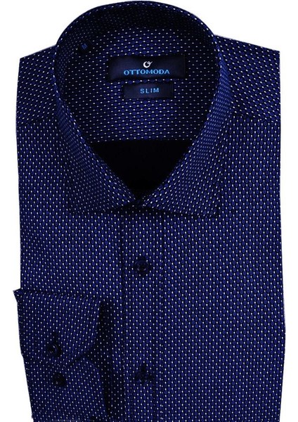 Erkek Lacivert Desenli Uzun Kollu Pamuklu SlimFit Gömlek,CP-20100 fiyatları
