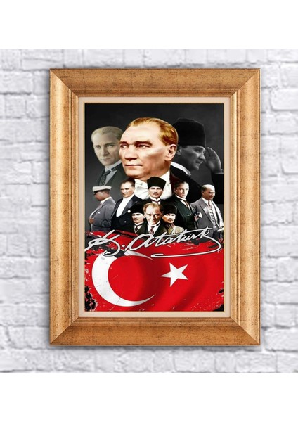 Çerçeveli Tüm Dönemler Atatürk Kanvas Tablo