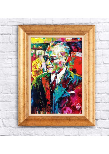Çerçeveli Atatürk Gözlük Kanvas Tablo