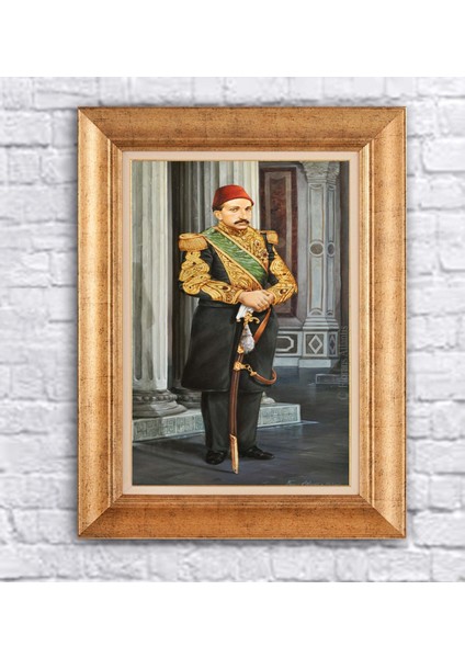 Çerçeveli Paspartolu Iı.abdulhamit Han Kanvas Tablo