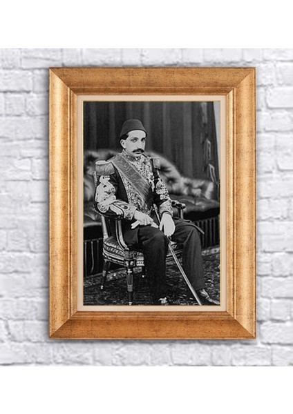 Çerçeveli Paspartolu Iı.abdulhamit Han Kanvas Tablo