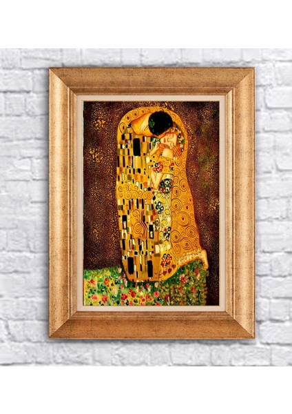 Çerçeveli Paspartolu The Kiss Kanvas Tablo