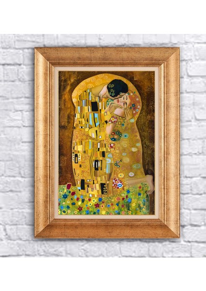 Çerçeveli Paspartolu The Kiss Kanvas Tablo