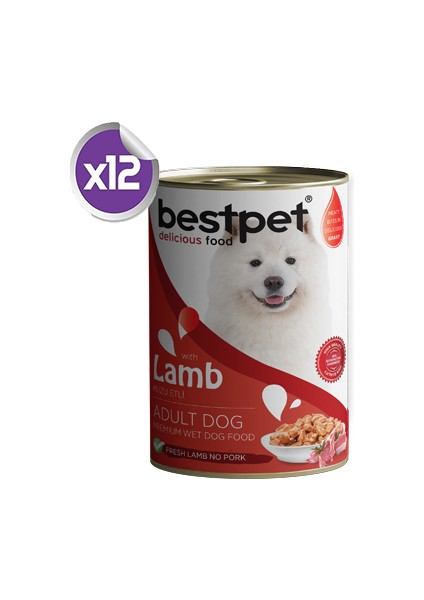 Kuzulu Konserve Yetişkin Köpek Maması 12 x 400 gr