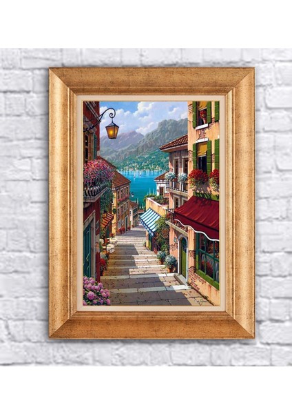 Çerçeveli Paspartolu Deniz Manzarası Kanvas Tablo