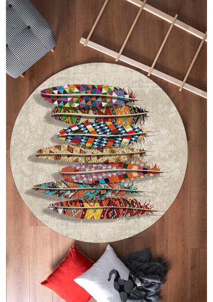 Cappio Renkli Tüy Desenli Krem Yuvarlak Halı