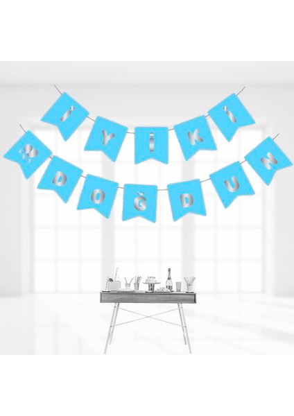 İyiki Doğdun Uzar Yazı, Gümüş Baskılı - Mavi