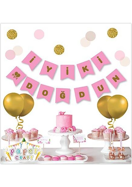 İyiki Doğdun Uzar Yazı, Altın Baskılı - Pembe modelleri