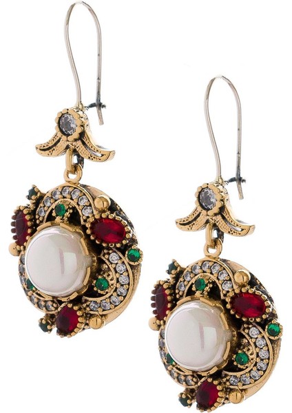 Çağrı Gümüş Doğal Inci Taşlı Otantik Küpe