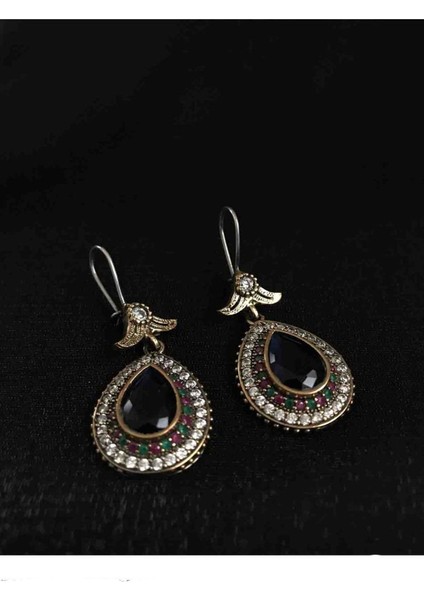 Çağrı Gümüş Mavi Safir Taşlı Gümüş Damla Tasarım Otantik Küpe Hürrem Sultan Takıları fiyatları
