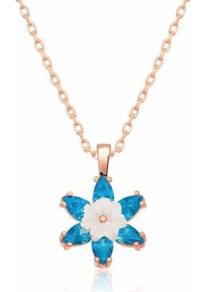 Gümüş Mavi Lotus Çiçeği Kolye